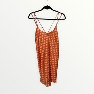 Vintage Floral Orange Victoria’s Secret Lingerie Slip Teddy Chemise large